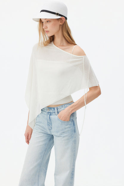 Irregular Linen Asymmetrical Cape Set-Up