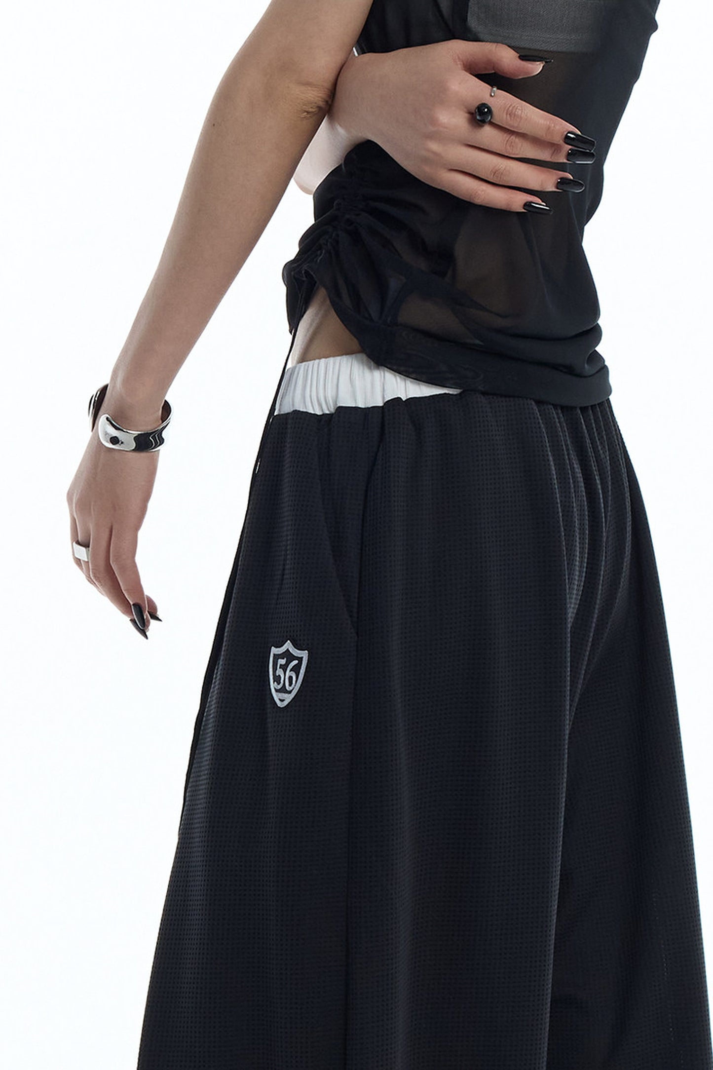 Black White Color-Block Sports Pants