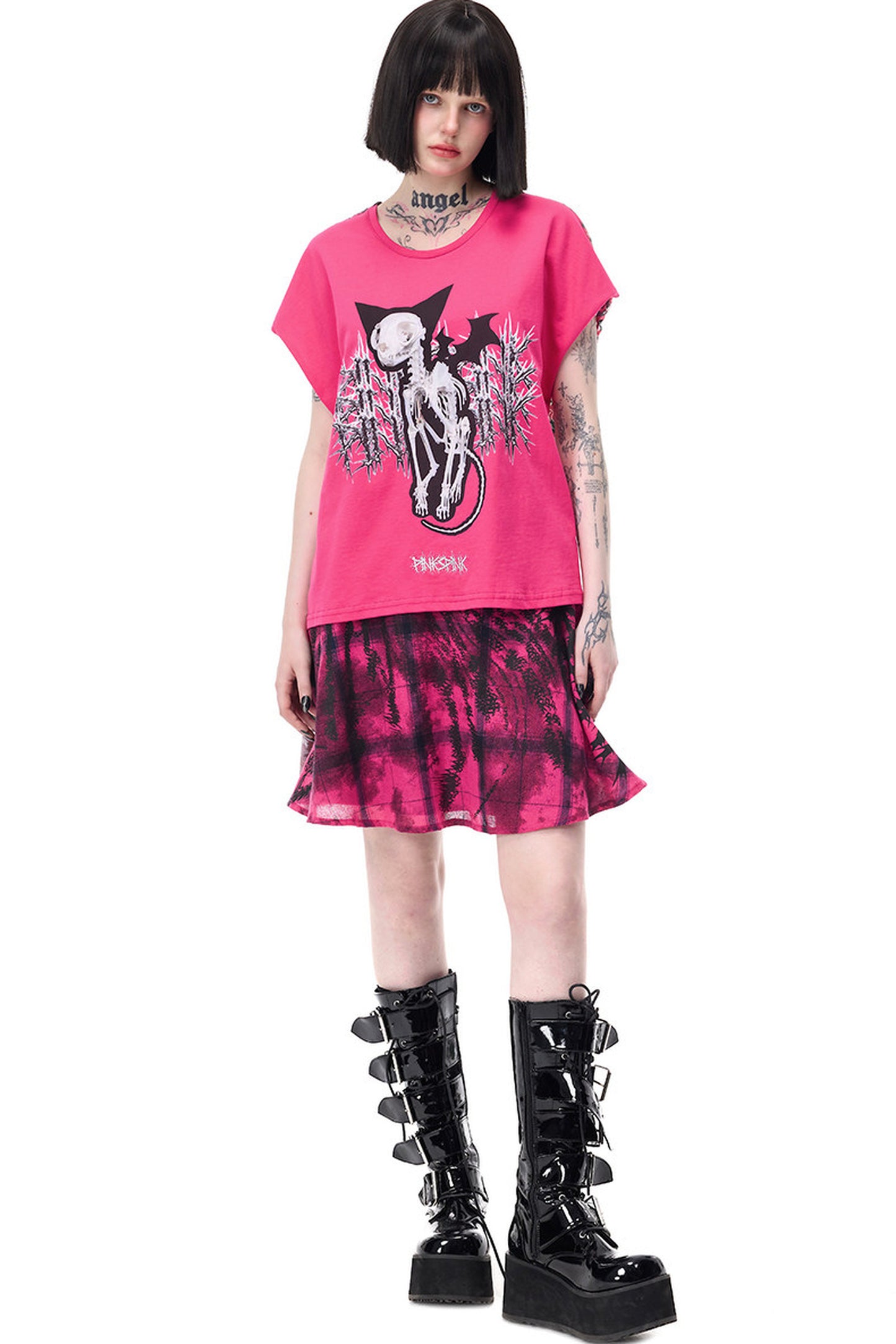 Cat Skeleton Leopard Print Top