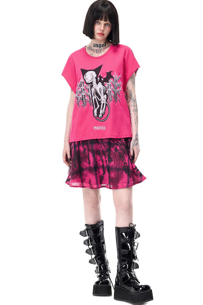 Cat Skeleton Leopard Print Top