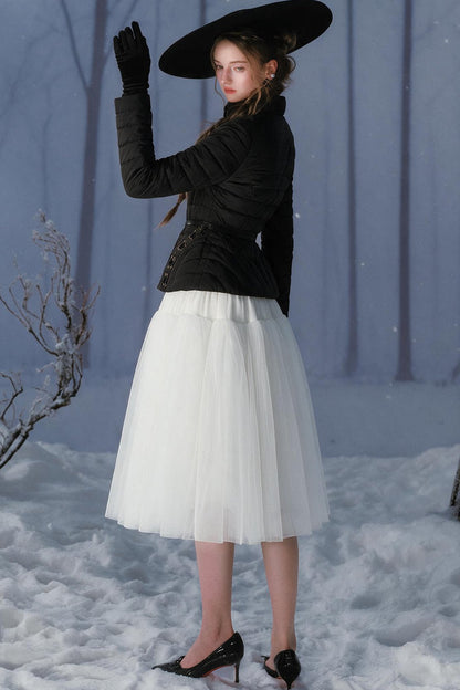 French Retro Stand Collar Short Down Jacket