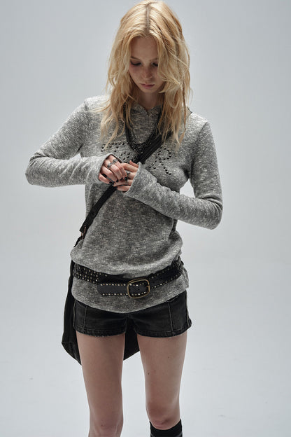 Metal Floral Hooded Sweater
