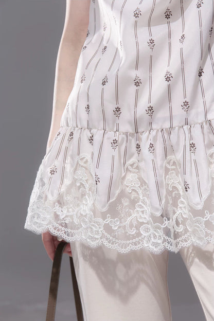 Vanilla Apricot Embroidered Camisole Set-Up