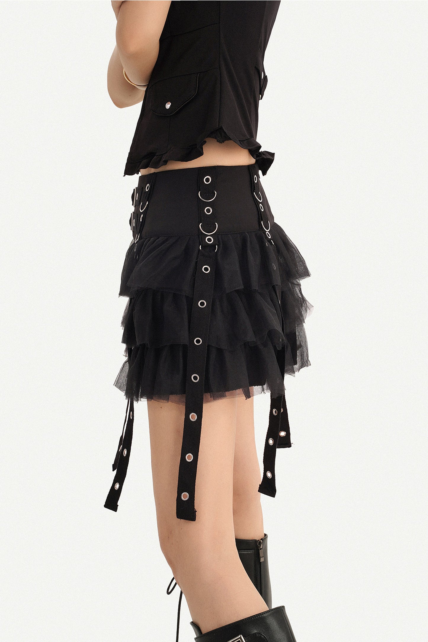 Layered Ribbon Punk Skirt