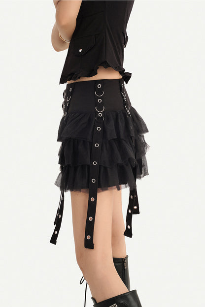 Layered Ribbon Punk Skirt