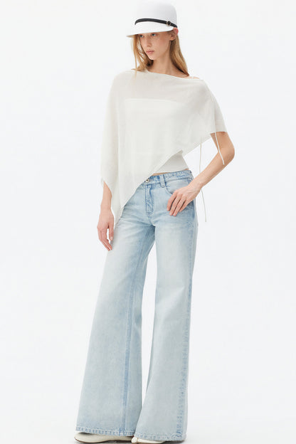 Light Blue Wide-Leg Denim Pants