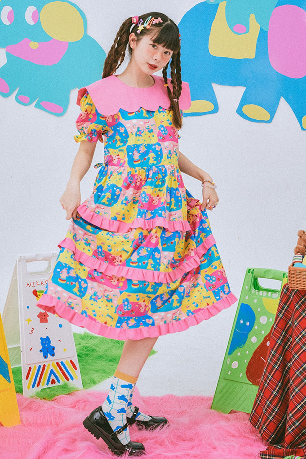 Fun Printed Lace Cake Dress