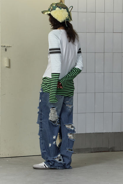 Funny Graffiti Striped Long Sleeve T-shirt