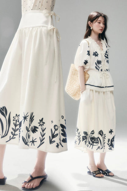 Floral Pony Linen Skirt