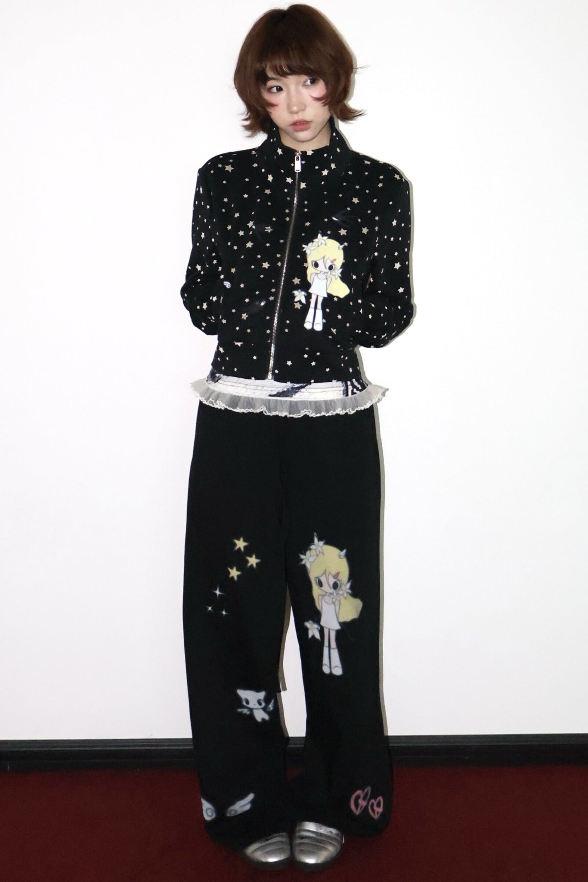 Illustration Print Drawstring Sweatpants