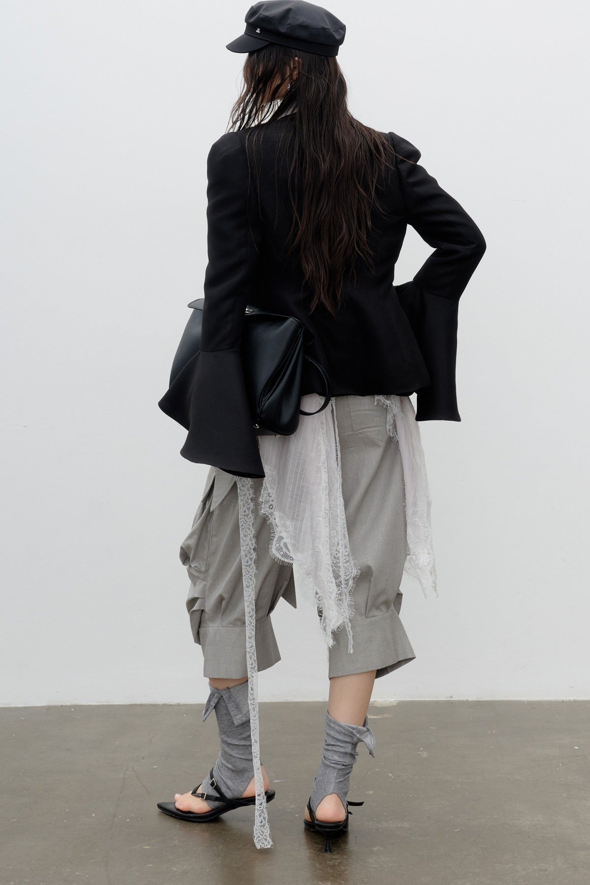 Button-Decorated Bell-Sleeve Jacket