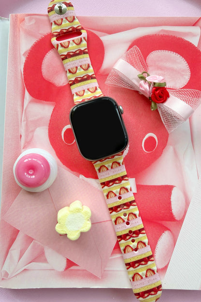 Rose Cake Print Silicone Watch