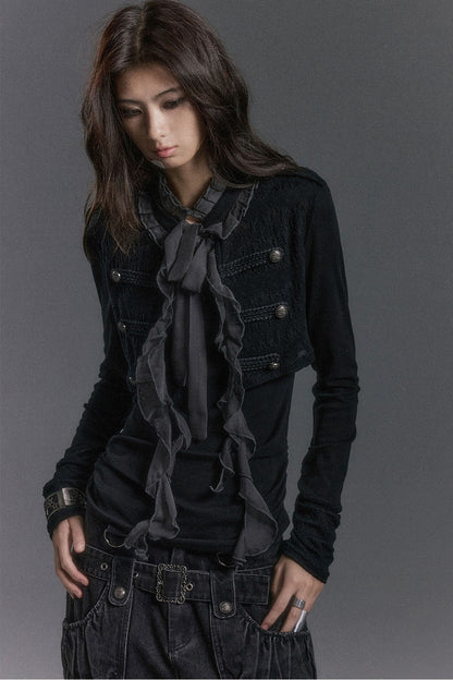 Napoleon Chiffon Patchwork Layered-Look Blouse