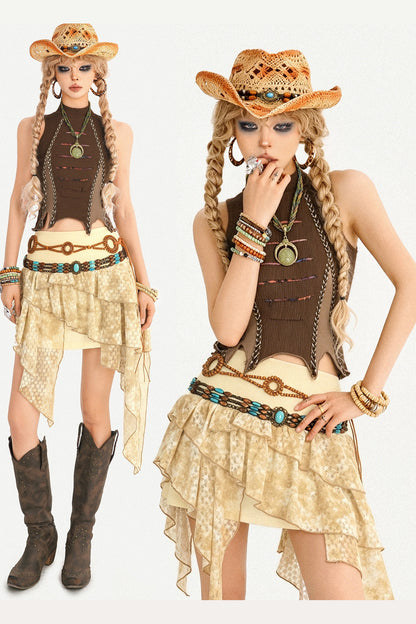 Retro Wasteland Patchwork Camisole Top
