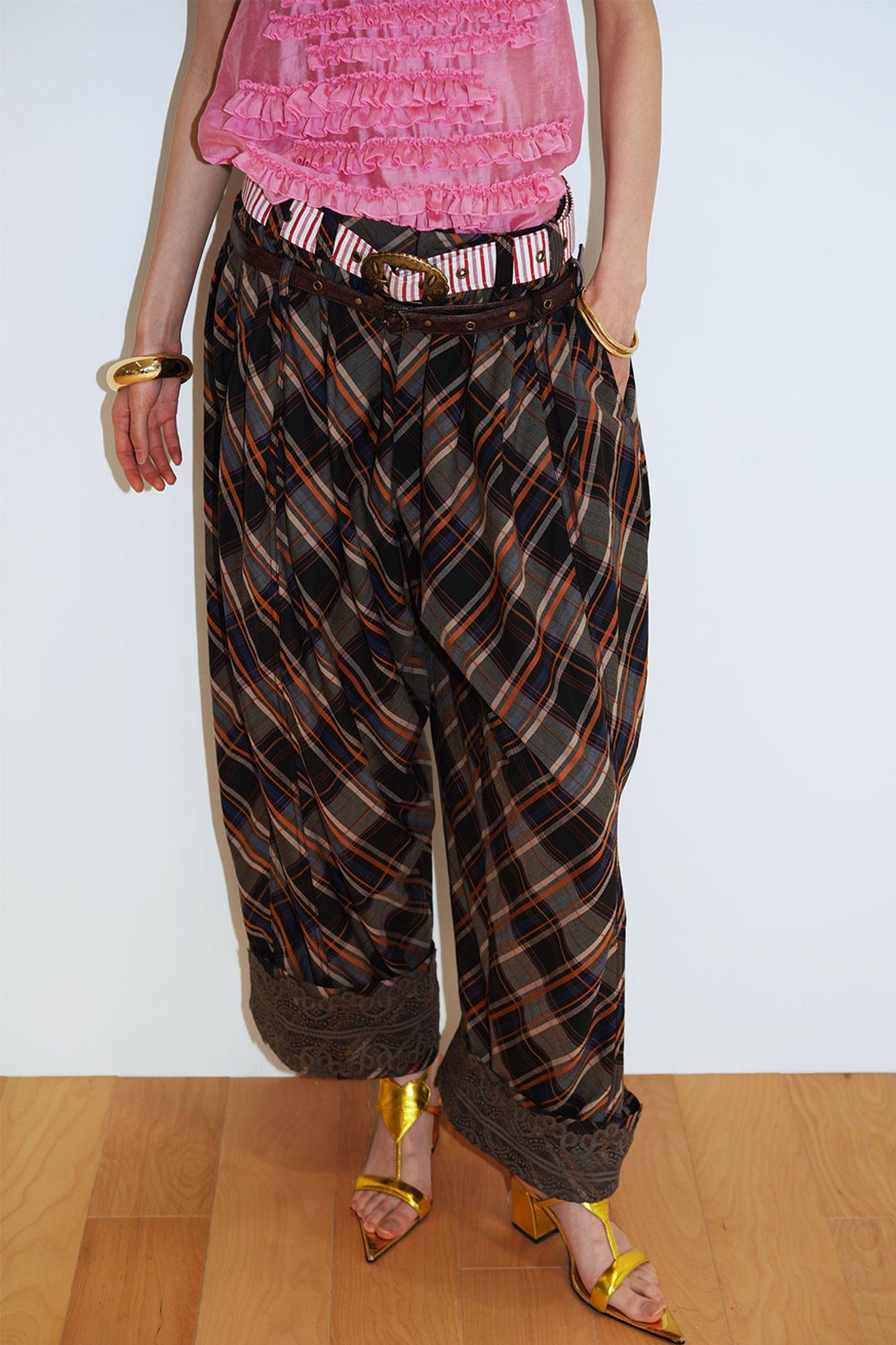 Retro Plaid Cotton Pants