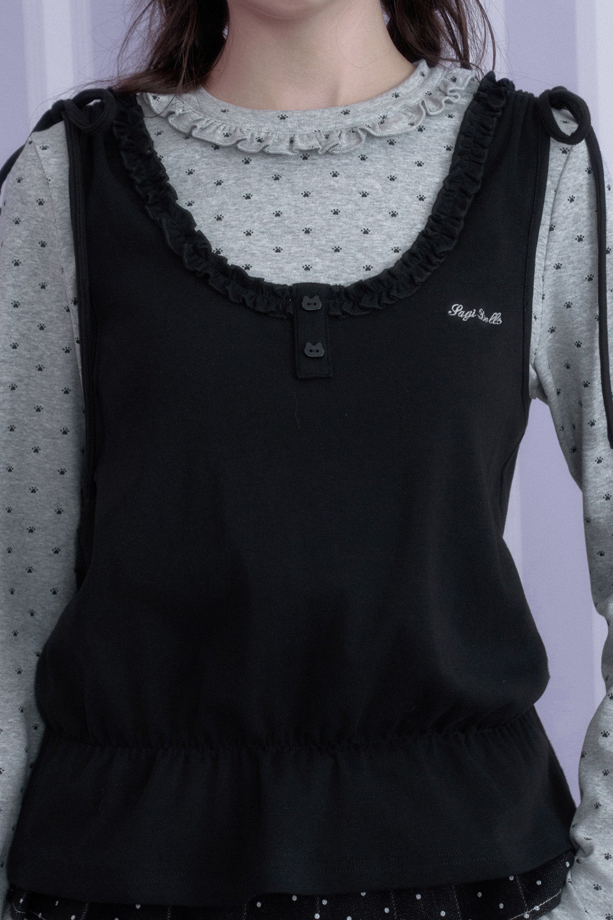 Y2K Gray Black Layered Vest Top Set-Up