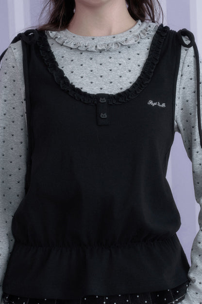 Y2K Gray Black Layered Vest Top Set-Up