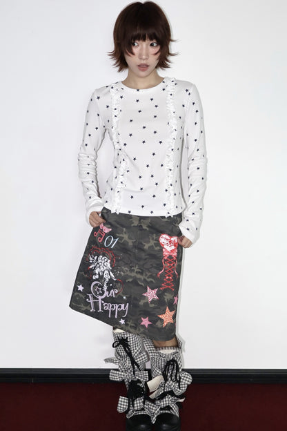 Two-Tone Star Long-Sleeve Top