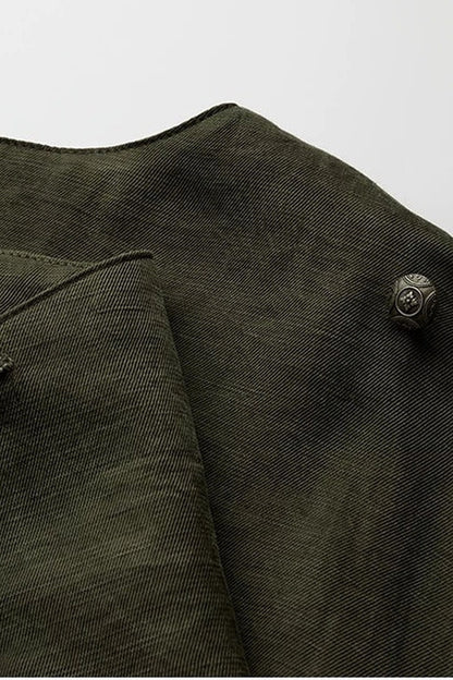 Dark Forest Green Embroidered Detachable Hood Cape