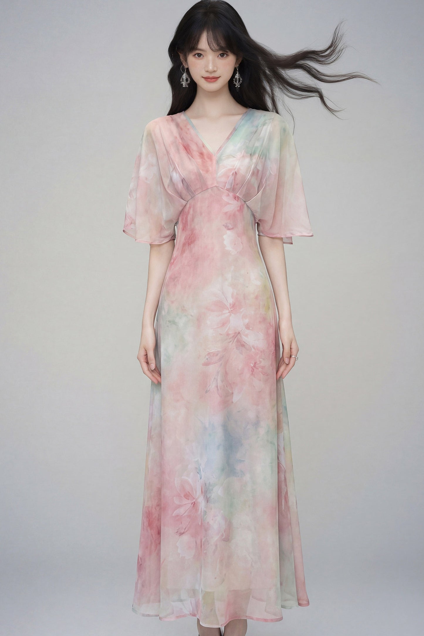 Pink Lotus Gradient Floral Dress