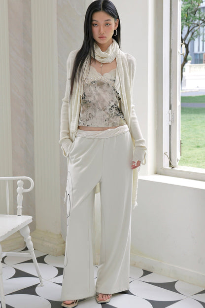 Asymmetrical Fringed Wool Knit Jacket Set-Up
