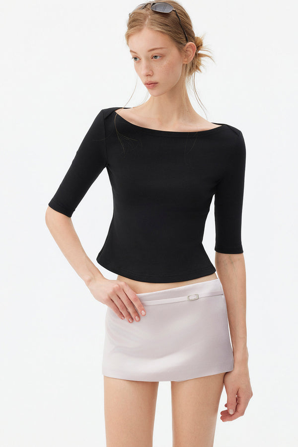 Boat Neck Knit Top