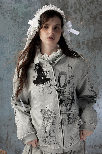 Witch Detachable Hood Zip-Up Hoodie