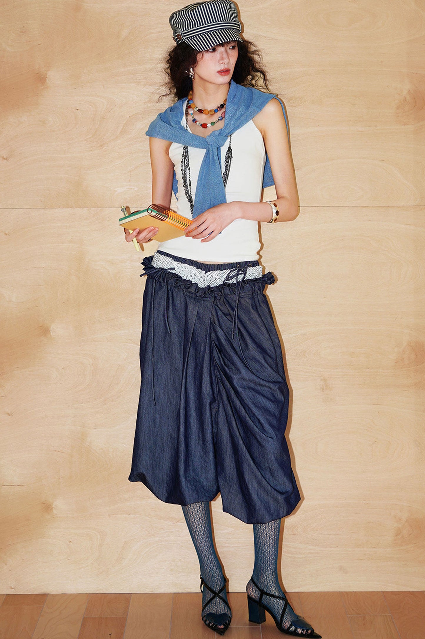 Patchwork Asymmetrical Wide-Leg Pants