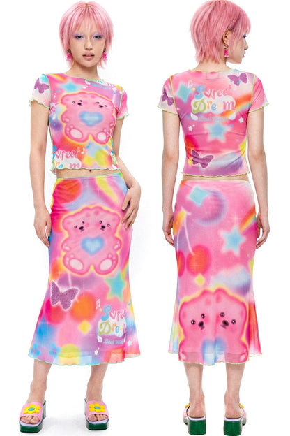 Dopamine Rainbow Mesh Dress