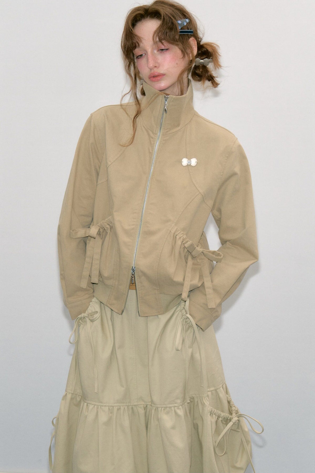 Khaki Lapel Work Jacket