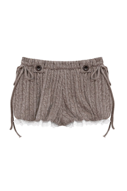 Soft Cable Knit Lantern Shorts