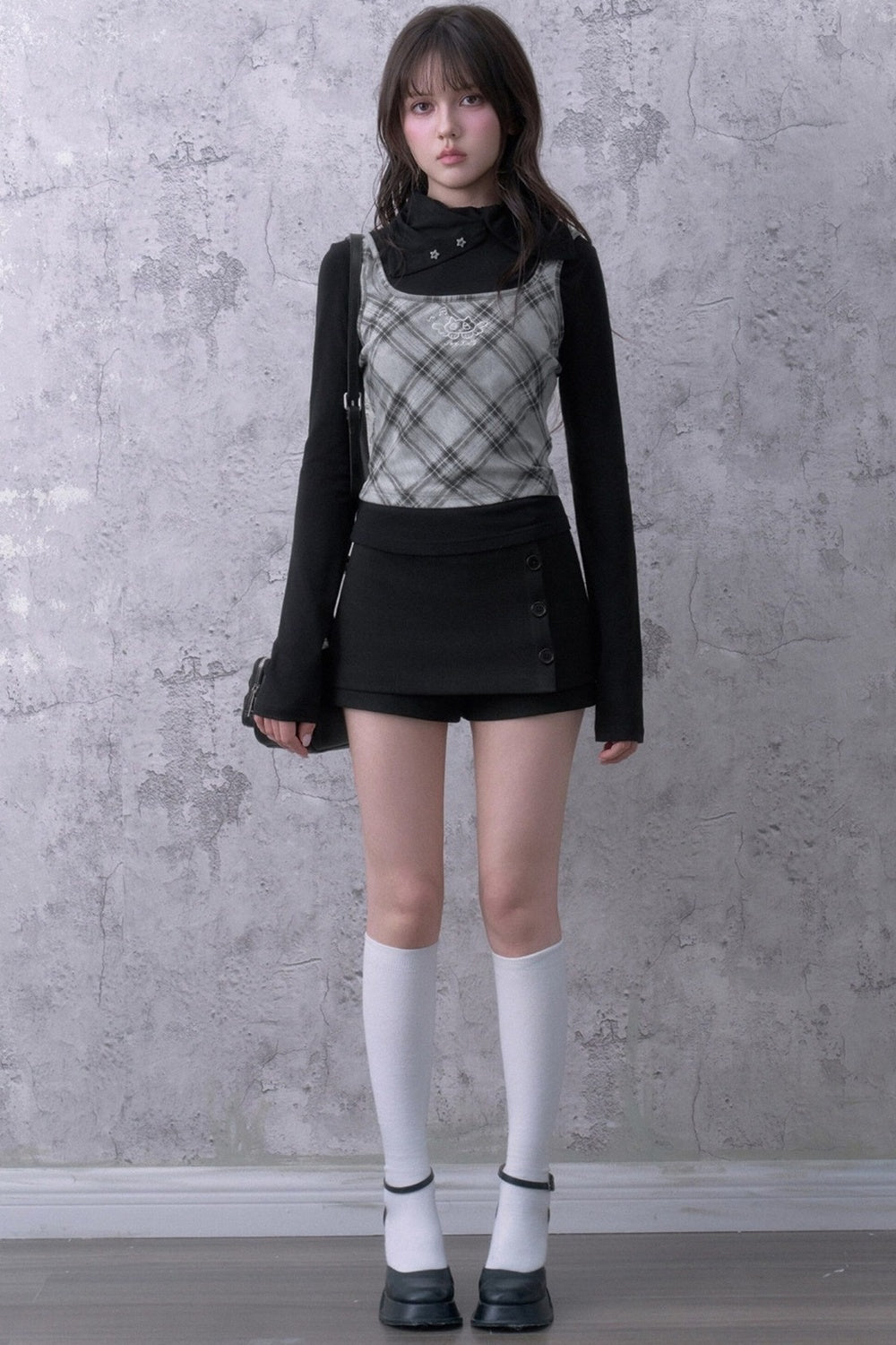 Brushed Button A-Line Skirt