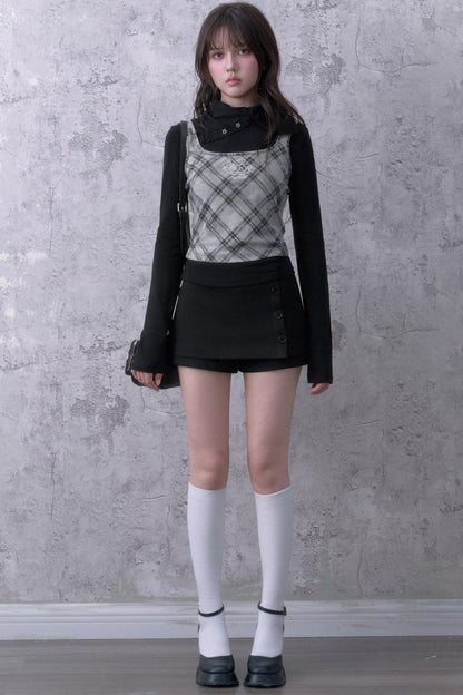 Brushed Button A-Line Skirt