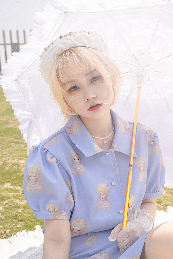 Hand-Painted Sheep Doll Printed Shirt