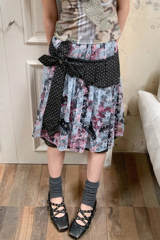 Vintage Jacquard Lace Ribbon Skirt