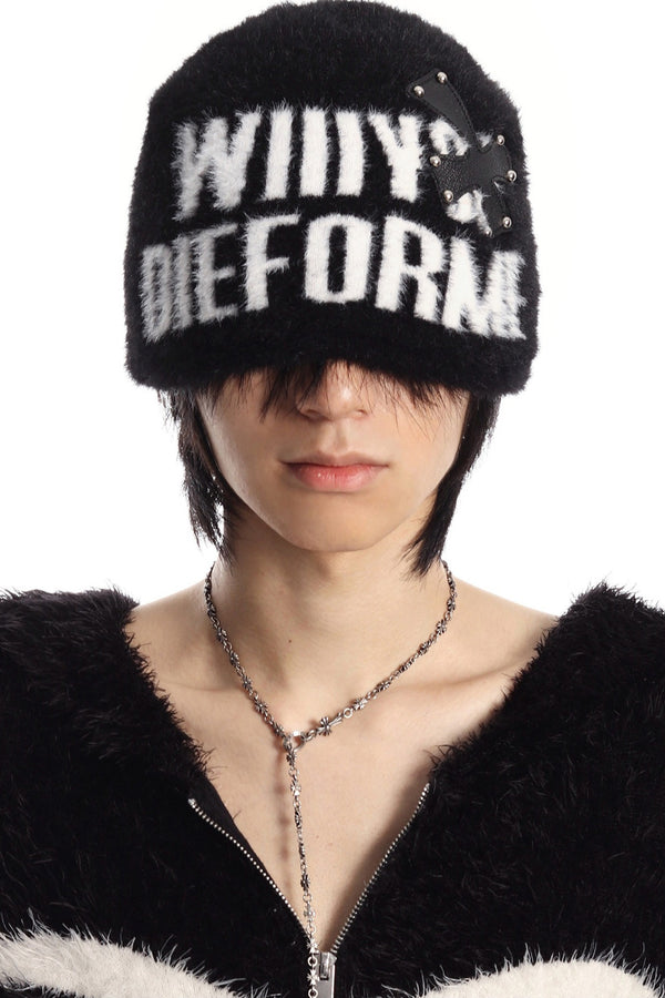Studded Cross Jacquard Beanie