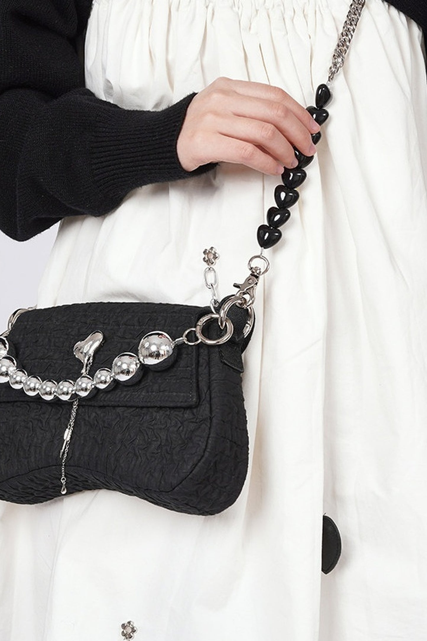 Pearl Pleated Crossbody Bag