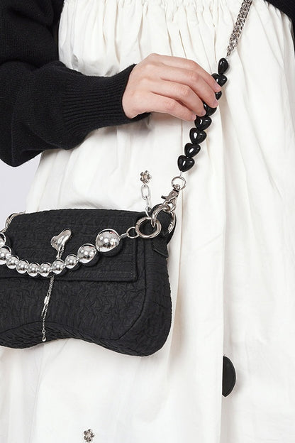 Pearl Pleated Crossbody Bag