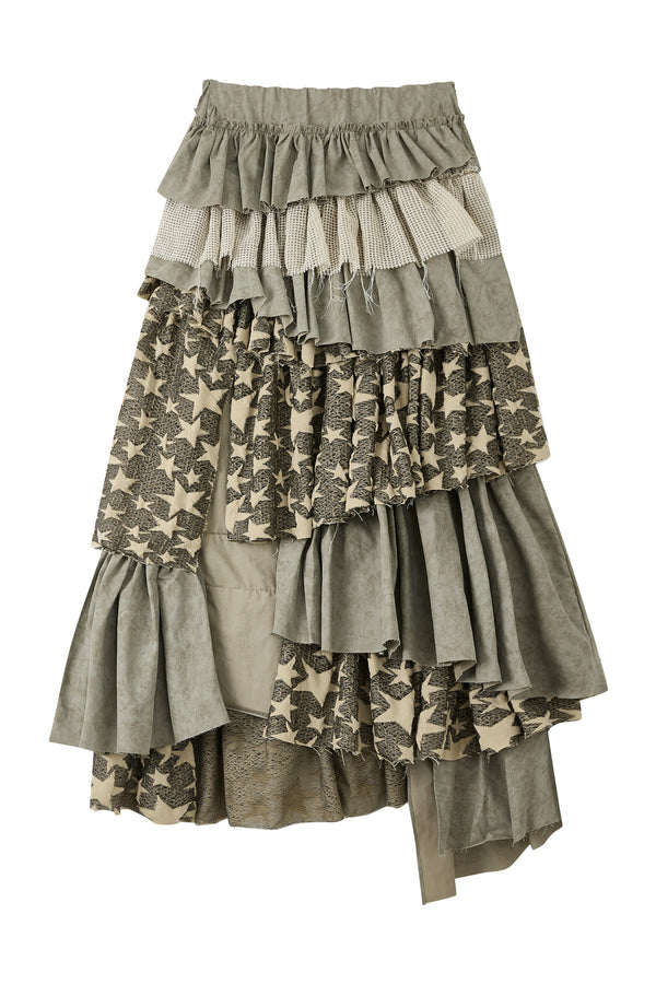 Asymmetrical Slit Tiered Skirt