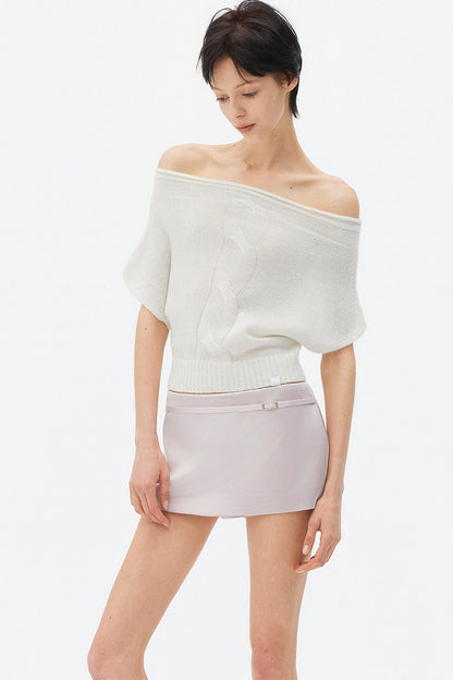 Wool Mohair Off-Shoulder Top