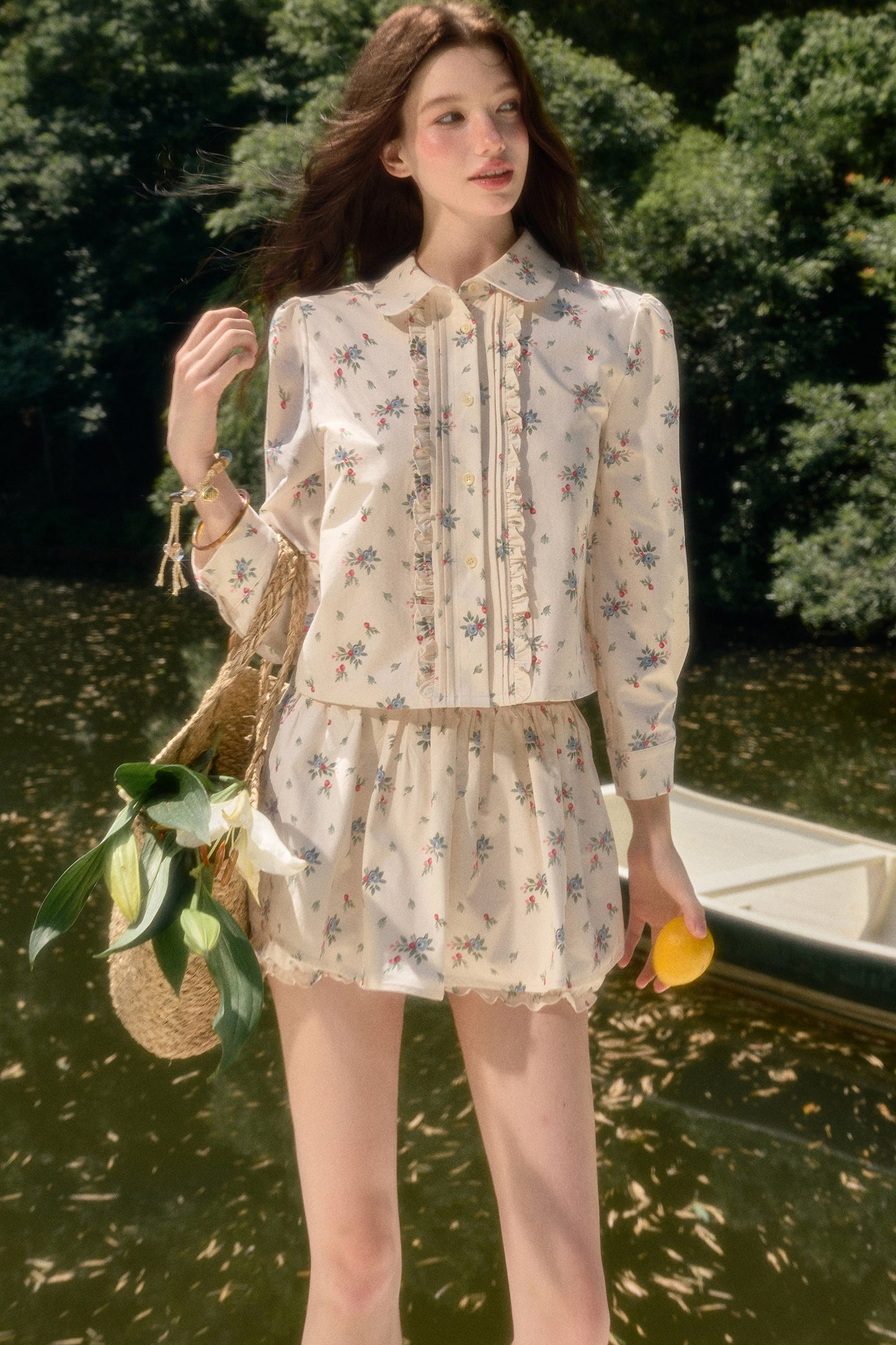Floral Print Shirt and Culottes Set-Up