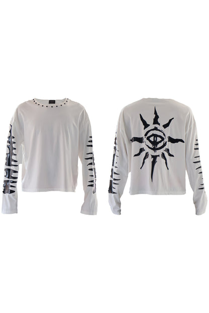 Eye Print Studded Long Sleeve Tee
