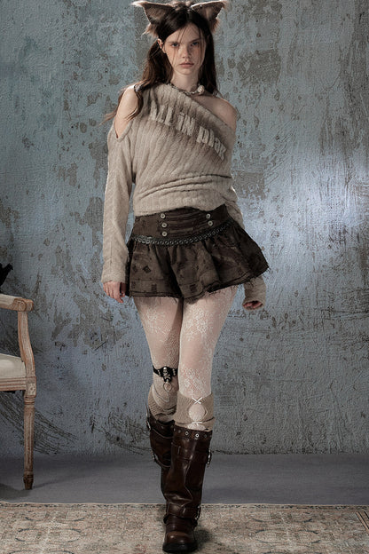 Asymmetrical Off-Shoulder Plush Long Sleeve Top
