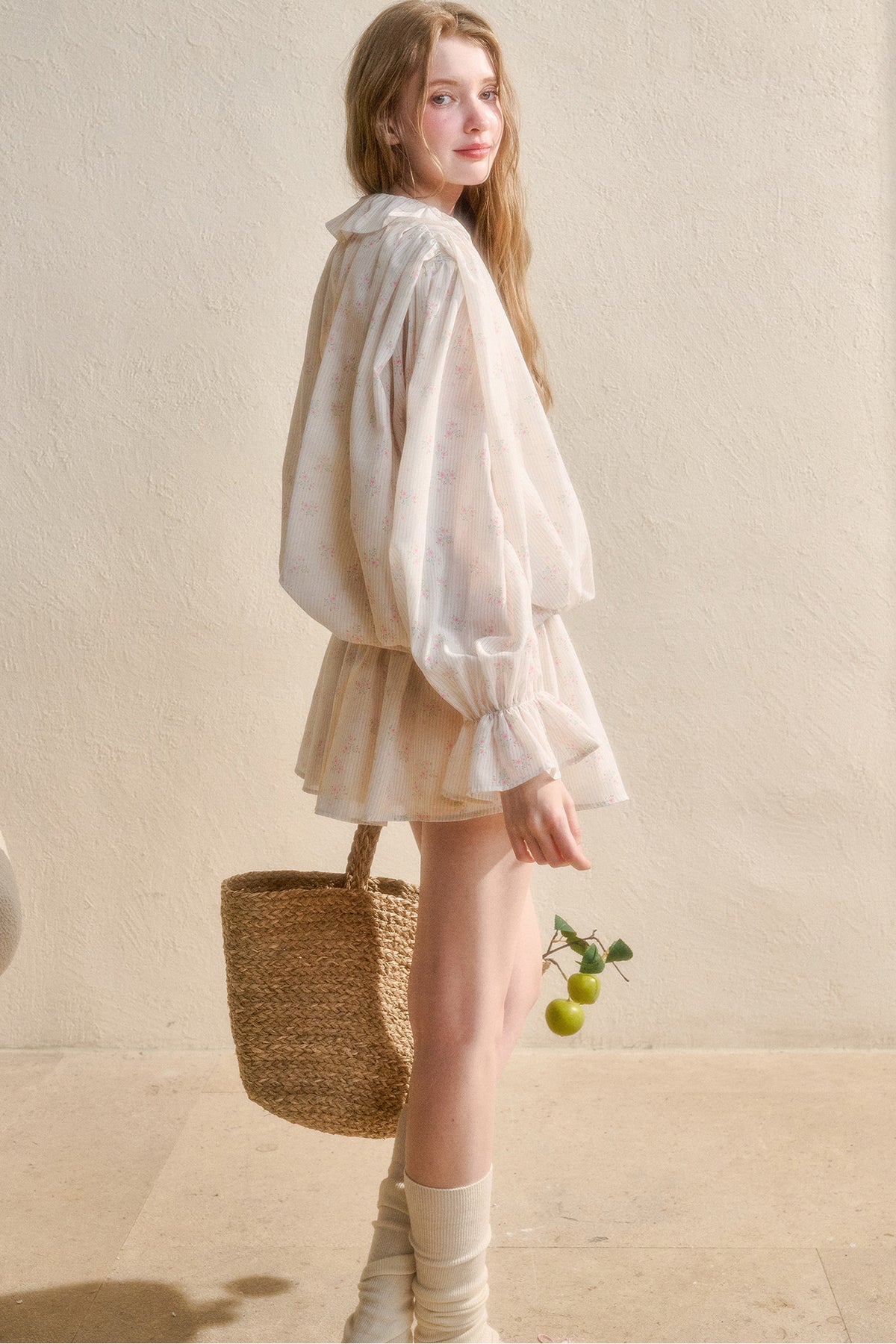 Floral Ruffle Shirt Dress