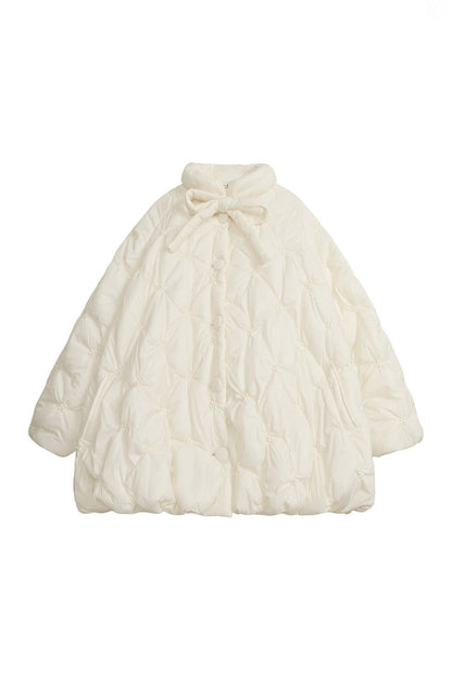 Bow Tie Floral Quilted A-Line Jacket