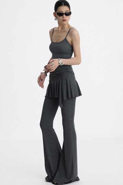 Faux Two-Piece Lyocell Flared Pants Set-Up