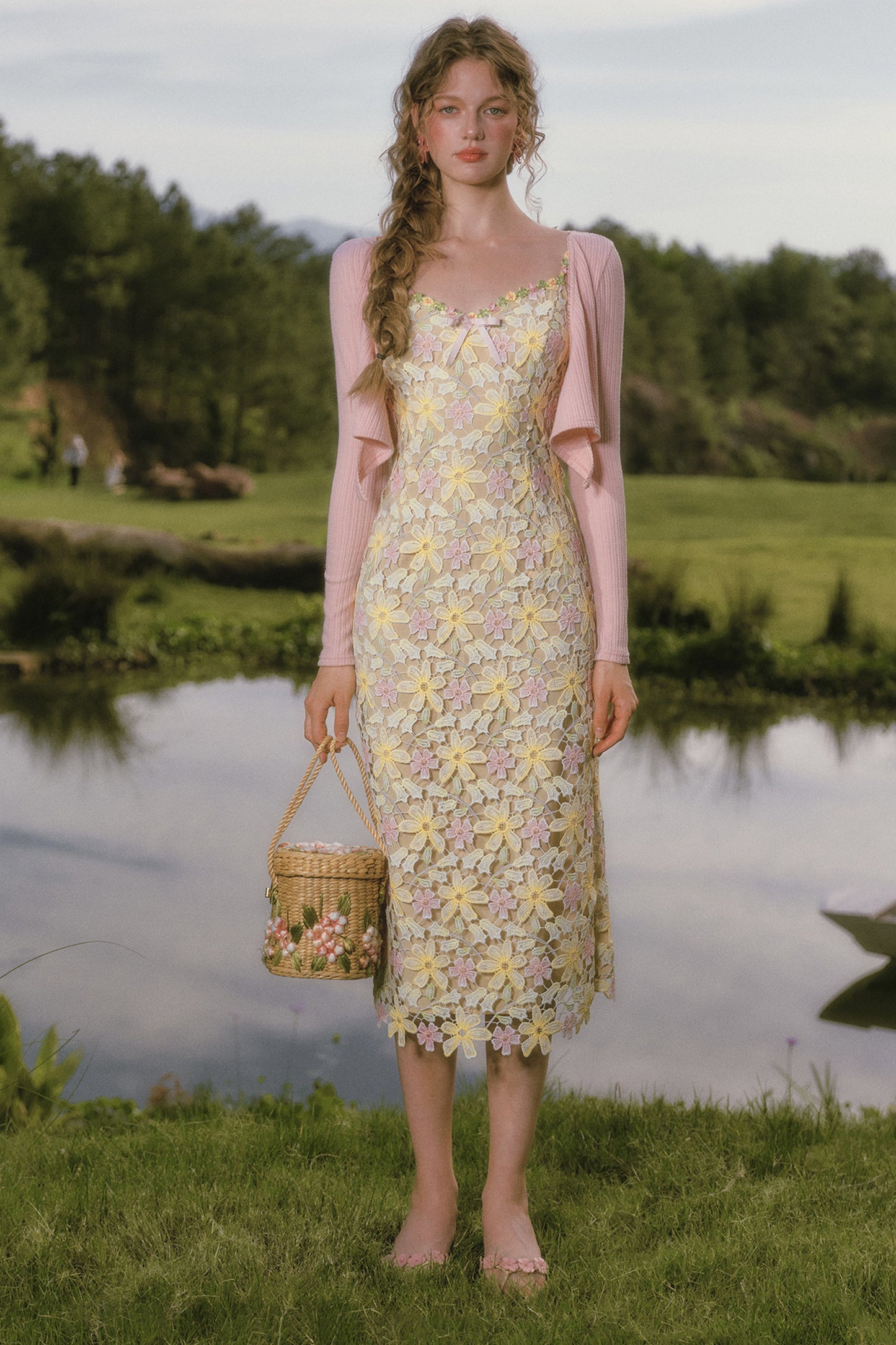 Rainbow Floral Corset Strap Long Dress Set-Up