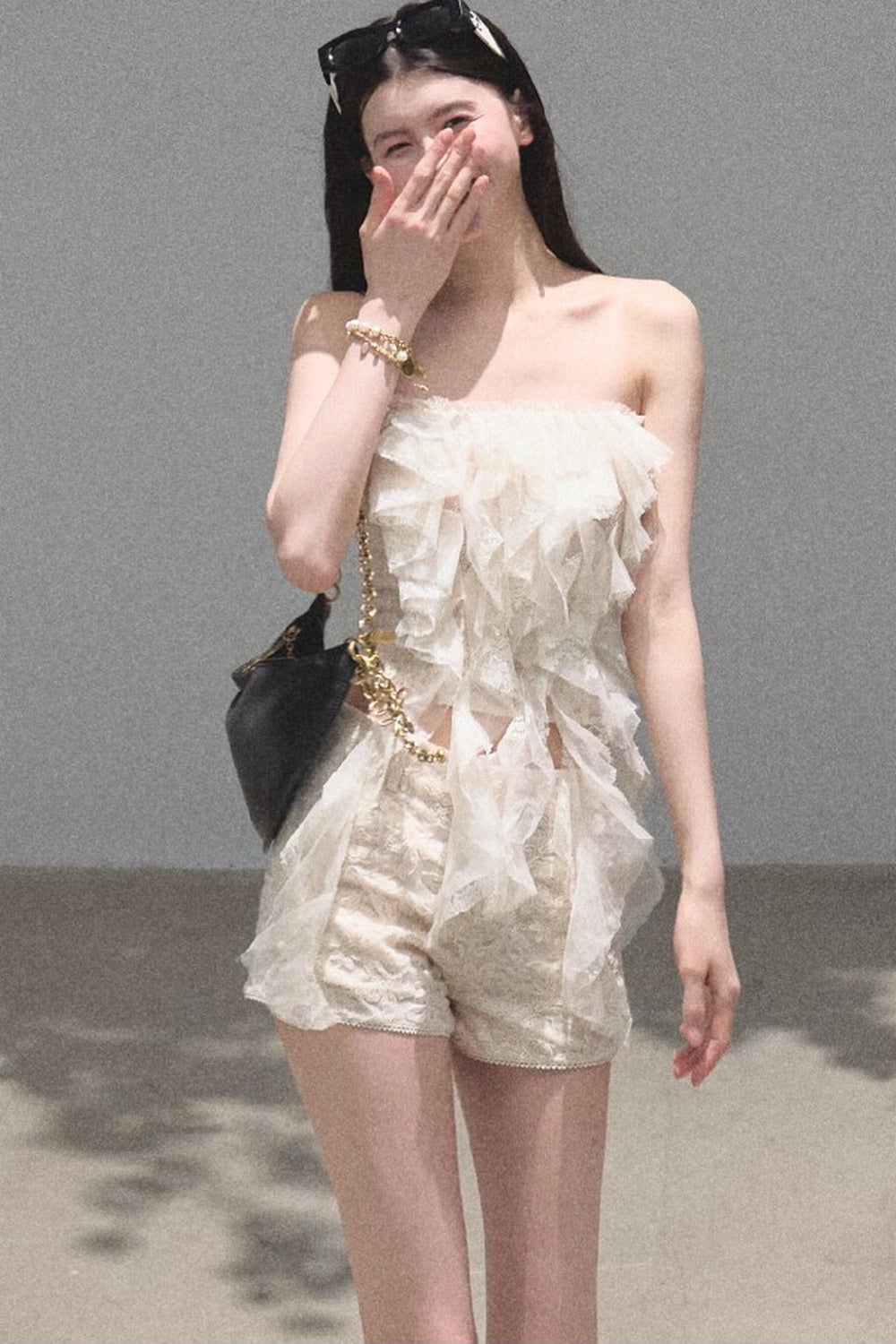 Ruffle Lace Tube Top