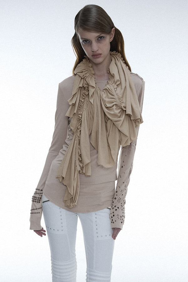 Multi-Purpose Pleated Ruffle Cotton Scarf
