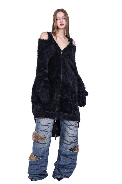 Reversible Mink Fur Hooded Gloves Jacket